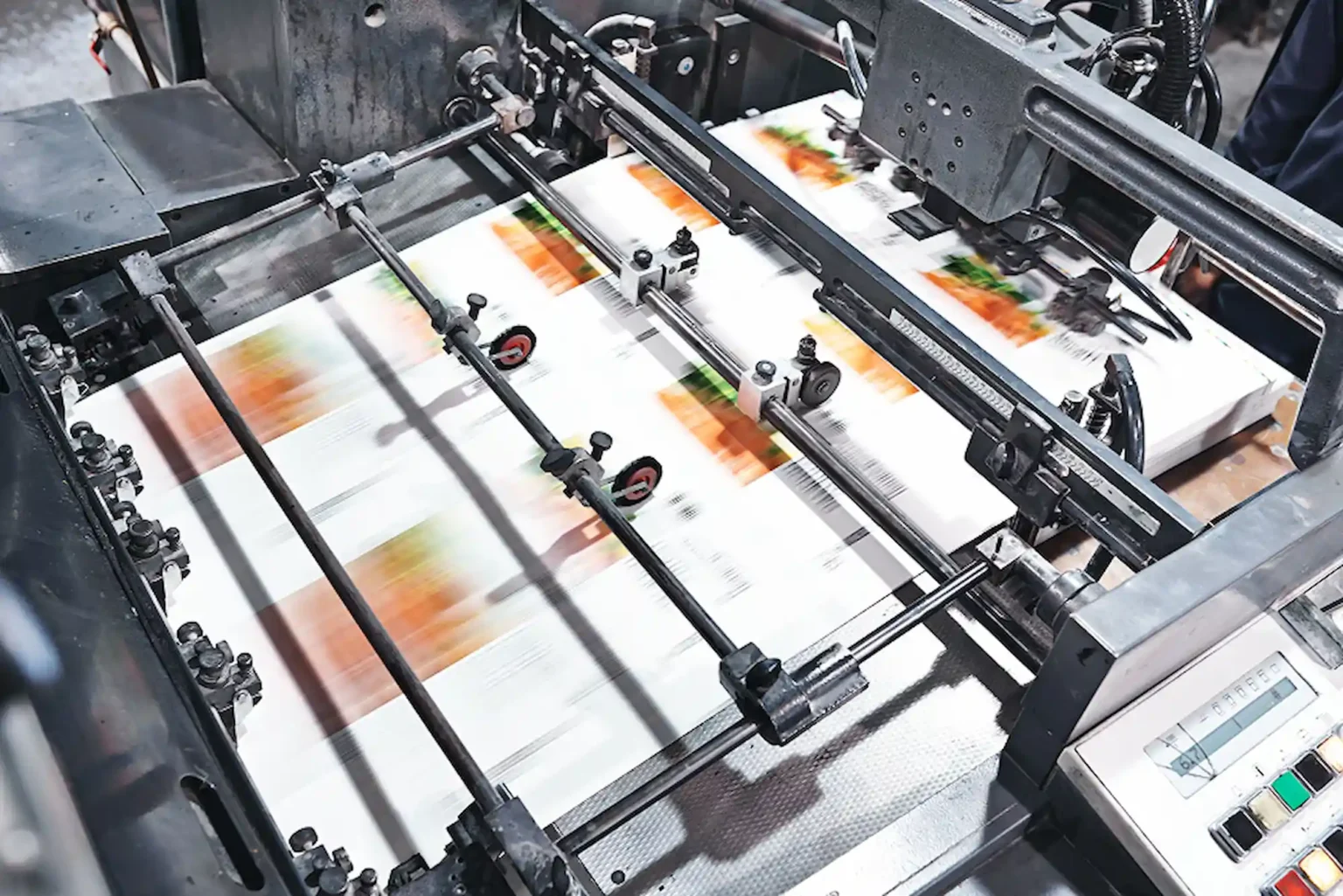 Commercial Printing - Commercial Printer Machine Doing A Large Run